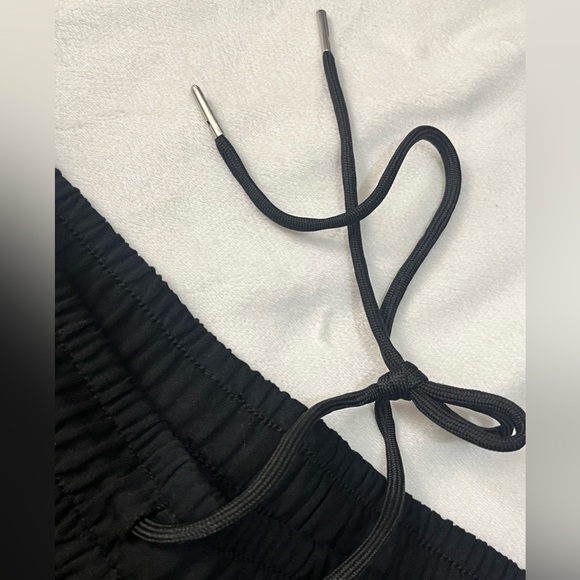 Black Joggers Cotton Blend Drawstring Sweatpants with Rainbow Stripes - Picture 7 of 15